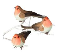 Theme Machine Pack of 3 Decorative Christmas Tree Robins on Wire
