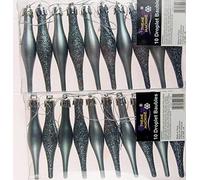 Theme Machine Graphite Grey Christmas Tree Baubles - Set of 20 Plastic Tear Drop Ornaments