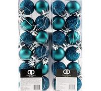 Theme Machine Set Of 24 Mini Christmas Shine Glitter Tree Baubles Decorations - Teal/Ocean Blue