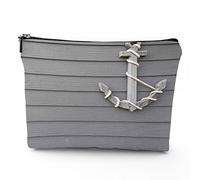 Theme,Makeup Bags Travel Makeup Bag,Wooden Marine Shapes on The Wall,for Women Large Cosmetic Bag Linen Makeup Organizer Toiletry Bags Purse Pouch,Grey,7x9in
