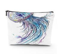 Theme,Travel Bag Makeup Case Cosmetic Bag,Animal Print Sketch Style,Linen Makeup Bag Great Gift for Travel,Blue White,7x9in