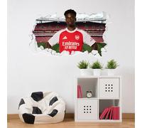 Themed Arsenal Wall Sticker - Bukayo Saka 25/26 Broken Wall Football Art (90cm width x 50cm height)