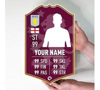 Themed Aston Villa Gift Personalised Football Stats Card Customised Football Present Make Your Own (58cm x 36cm)
