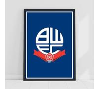 Themed Bolton Wanderers FC Crest Blue Background Poster Print (21cm x 29.7cm - A4)