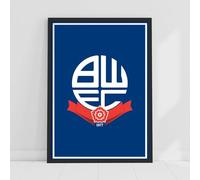 Themed Bolton Wanderers FC Crest Blue Background Poster Print (29.7cm x 42cm - A3)