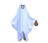 Themed Cape For Group Parties - Set Of White Deluxe Halloween Capes, Ghost (Ghost Face) Design For Adults & Kids(Black,S)