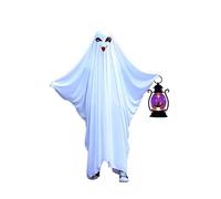 Themed Cape For Group Parties - Set Of White Deluxe Halloween Capes, Ghost (Ghost Face) Design For Adults & Kids(Ghost face,L)