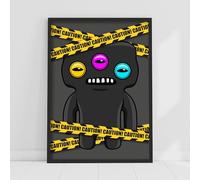 Themed Fuggler Wall Art Print - Annoyed Alien Black Caution Poster (21cm x 29.7cm - A4)