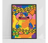 Themed Fuggler Wall Art Print - Grin Grin Multicolour Caution Poster (29.7cm x 42cm - A3)