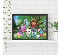 Themed Gabby's Dollhouse Print - Gabby and Friends Waving in Garden Poster Kids Wall Art (21cm x 29.7cm - A4)
