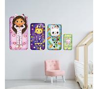 Themed Gabby's Dollhouse Wall Sticker - Bedtime Group Wall Art Kids Decal (90cm width x 50cm height)