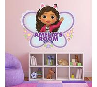 Themed Gabby's Dollhouse Wall Sticker - Gabby Personalised Name Butterfly Wall Art Kids Decal (120cm width x 100cm height)