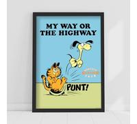 Themed Garfield Print - My Way Or The Highway Poster Wall Art (42cm x 59.4cm - A2)