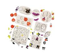Themed Halloween Baking for Cakes Cupcakes, Gray | Bat and Witch Hat Cavities, Silicone, Themed Shapes for Cakes Cupcakes and Dessert Decorations