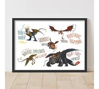 Themed How To Train Your Dragon - Dragons and Info Poster Wall Art (Unframed, A2)