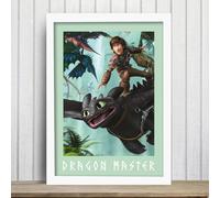 Themed How To Train Your Dragon - Hiccup and Toothless Dragon Master Wall Art (Unframed, A4)