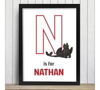 Themed How To Train Your Dragon - Toothless Letter and Name Wall Art Poster (Black Frame, A4)