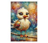 Themed Jigsaw Puzzle for Adults, A Stylized Digital Painting of A Fluffy Seagull with Large, Expressive Eyes And An Exagger, 1000 PCS