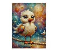 Themed Jigsaw Puzzle for Adults, A Stylized Digital Painting of A Fluffy Seagull with Large, Expressive Eyes And An Exagger, 500 PCS