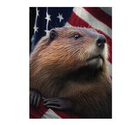 Themed Jigsaw Puzzle for Adults, Beaver USA Flag, 500 PCS