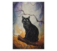 Themed Jigsaw Puzzle for Adults, BLACK CAT The Haunt Paint, 1000 PCS