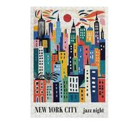 Themed Jigsaw Puzzle for Adults, Colorful New York City Jazz Night, 300 PCS