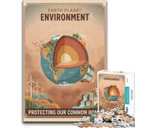 Themed Jigsaw Puzzle for Adults, Earth Planet Environment Poster, 300 PCS | Colour and shape sorting - a clear build method at your own pace.