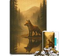 Themed Jigsaw Puzzle for Adults, Fox in Forest by Lake Reflection, 1000 PCS