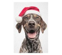 Themed Jigsaw Puzzle for Adults, Happy Plott Hound Dog Wearing Santa Hat, 1000 PCS