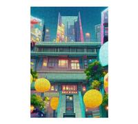 Themed Jigsaw Puzzle for Adults, Neon Cityscape with Lights, 300 PCS