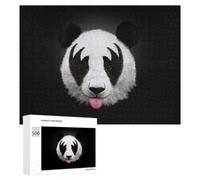Themed Jigsaw Puzzle for Adults, Panda with KISS Makeup And Piercing, 500 PCS