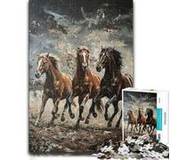 Themed Jigsaw Puzzle for Adults, Three Horses Running Painting, 500 PCS