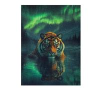 Themed Jigsaw Puzzle for Adults, Tiger Under Aurora Borealis, 500 PCS