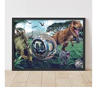 Themed Jurassic World Print - Dinosaur and Gyrosphere Poster Kids Bedroom Wall Art (Unframed, A4)