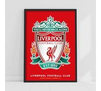 Themed Liverpool FC Print - Crest Red Background Poster LFC Football Art (42cm x 59.4cm - A2)
