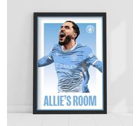 Themed Manchester City Print - Rayan Cherki Personalised Illustration 26/27 Player Poster Football Wall Art, A4 (29.7cm x 21cm)