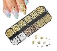 Themed Nail Decorations, Nails Art Rhinestone Kit, Nail Gem Set, Bright Shine Finish, Compact Storage Case, 5x13cm/1.97x5.12 Inches, For Manicure