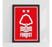 Themed Nottingham Forest FC Print - White Crest Red Background Poster Football Art (29.7cm x 42cm - A3)