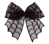 Themed Outfit Hair Accessory Spiderweb Bow Clip Black Web Mesh | Accent with Layered Center for Costume Parties Dance Dressing Daily Styling