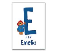Themed Paddington Bear Print - Blue Letter and Personalised Name Kids Wall Art Paddington TV (29.7cm x 42cm - A3)