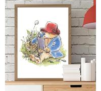 Themed Paddington Bear Print - Reading on Grass Illustration Kids Wall Art Paddington Classic (29.7cm x 42cm - A3)