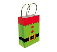 THEMED PAPER HANDLE BAGS - PACK OF 6 - Children/Kids Party Carry Food Meal Fun Picnic Birthday Wedding Favour / Baby Shower Party Box Loot Bag… (Elf Tunic)