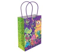 THEMED PAPER HANDLE BAGS - PACK OF 6 - Children/Kids Party Carry Food Meal Fun Picnic Birthday Wedding Favour/Baby Shower Party Box Loot Bag… (Monster)