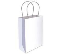 THEMED PAPER HANDLE BAGS - PACK OF 6 - Children/Kids Party Carry Food Meal Fun Picnic Birthday Wedding Favour/Baby Shower Party Box Loot Bag… (White)