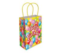 THEMED PAPER HANDLE BAGS - PACK OF 6 - Children/Kids Party Carry Food Meal Fun Picnic Birthday Wedding Favour / Baby Shower Party Box Loot Bag… (Happy Birthday)