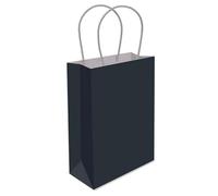 THEMED PAPER HANDLE BAGS - PACK OF 6 - Children/Kids Party Carry Food Meal Fun Picnic Birthday Wedding Favour/Baby Shower Party Box Loot Bag… (Black)
