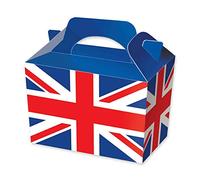 THEMED PARTY BOXES - PACK OF 10 - Children/Kids Party Boxes Carry Food Meal Fun Picnic Birthday Wedding Favour / Baby Shower Party Box Loot Bag (Union Jack)