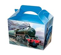 THEMED PARTY BOXES - PACK OF 10 - Children/Kids Party Boxes Carry Food Meal Fun Picnic Birthday Wedding Favour / Baby Shower Party Box Loot Bag (Steam Train)