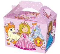 THEMED PARTY BOXES - PACK OF 10 - Children/Kids Party Boxes Carry Food Meal Fun Picnic Birthday Wedding Favour / Baby Shower Party Box Loot Bag (Princess)