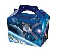 THEMED PARTY BOXES - PACK OF 10 - Children/Kids Party Boxes Carry Food Meal Fun Picnic Birthday Wedding Favour / Baby Shower Party Box Loot Bag (Deep Space)
